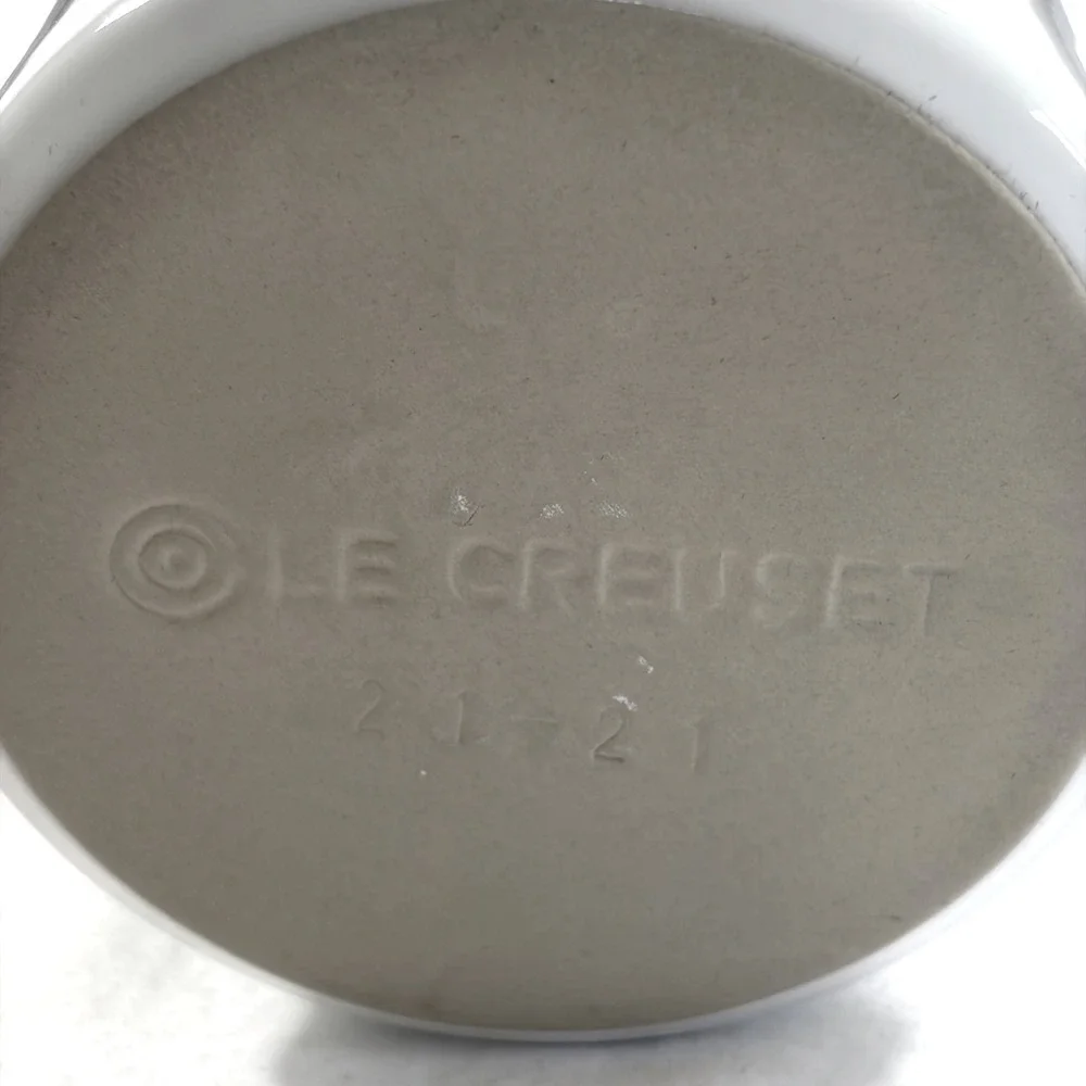 Le Creuset White Stoneware Crock 1 Quart Kitchen Tool Jar 6.25 Inch Cottagecore